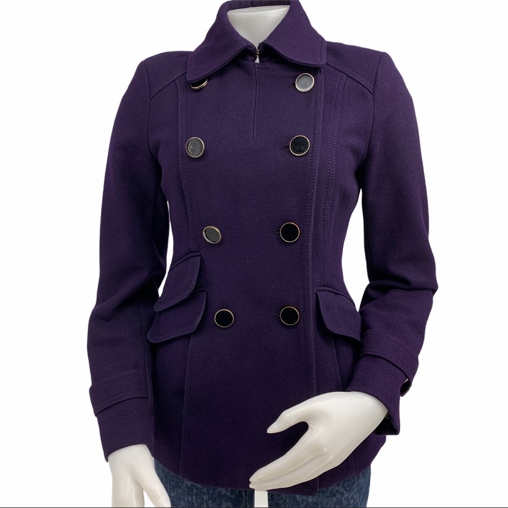 Wool Blend Purple Pea Coat- double breasted